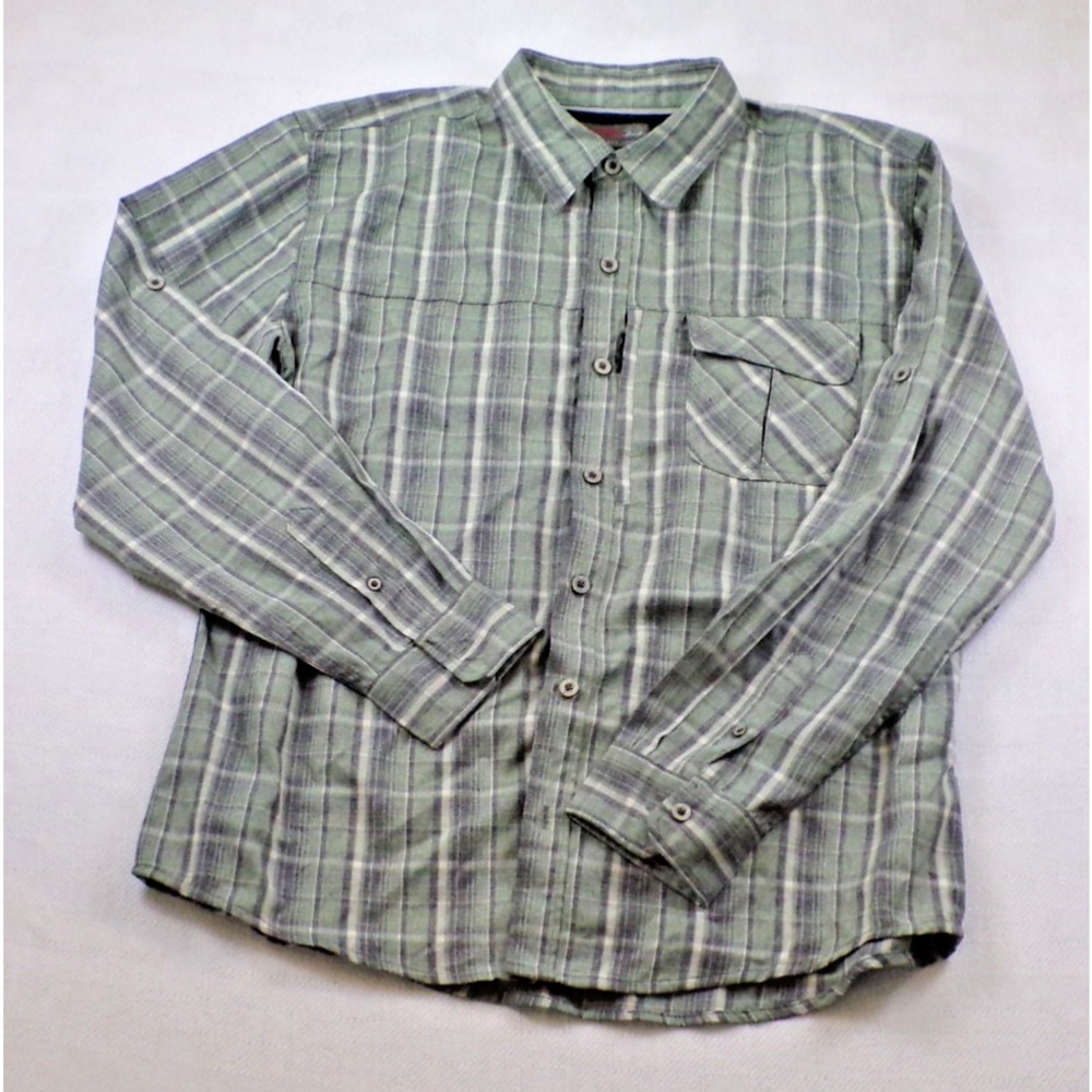 Wrangler Outdoor Series Shirt Mens Large Green Plaid Gorpcore Hiking Zip Pocket
